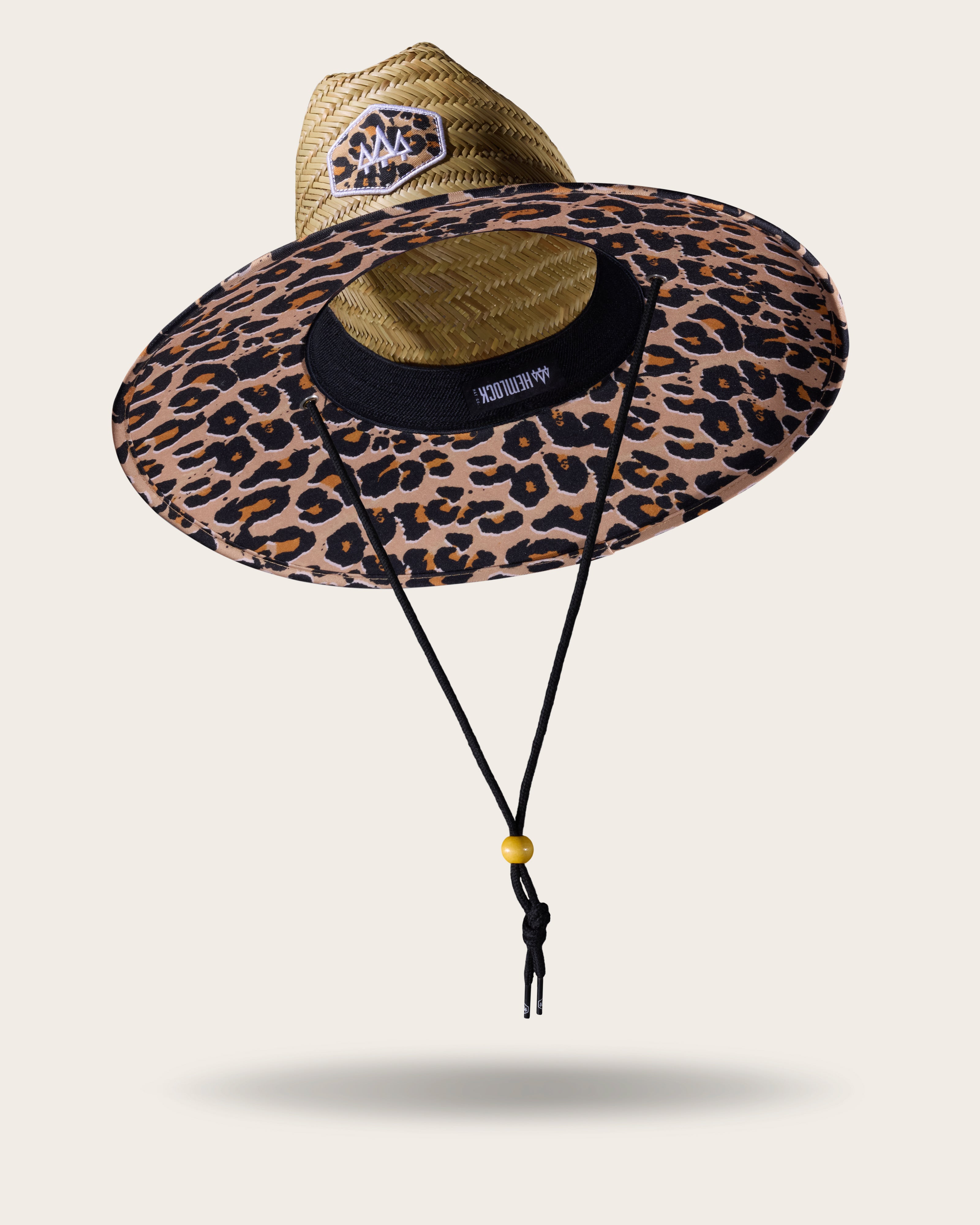 Big Cat Straw Lifeguard Hat, Leopard Print Straw Hat UPF 50+