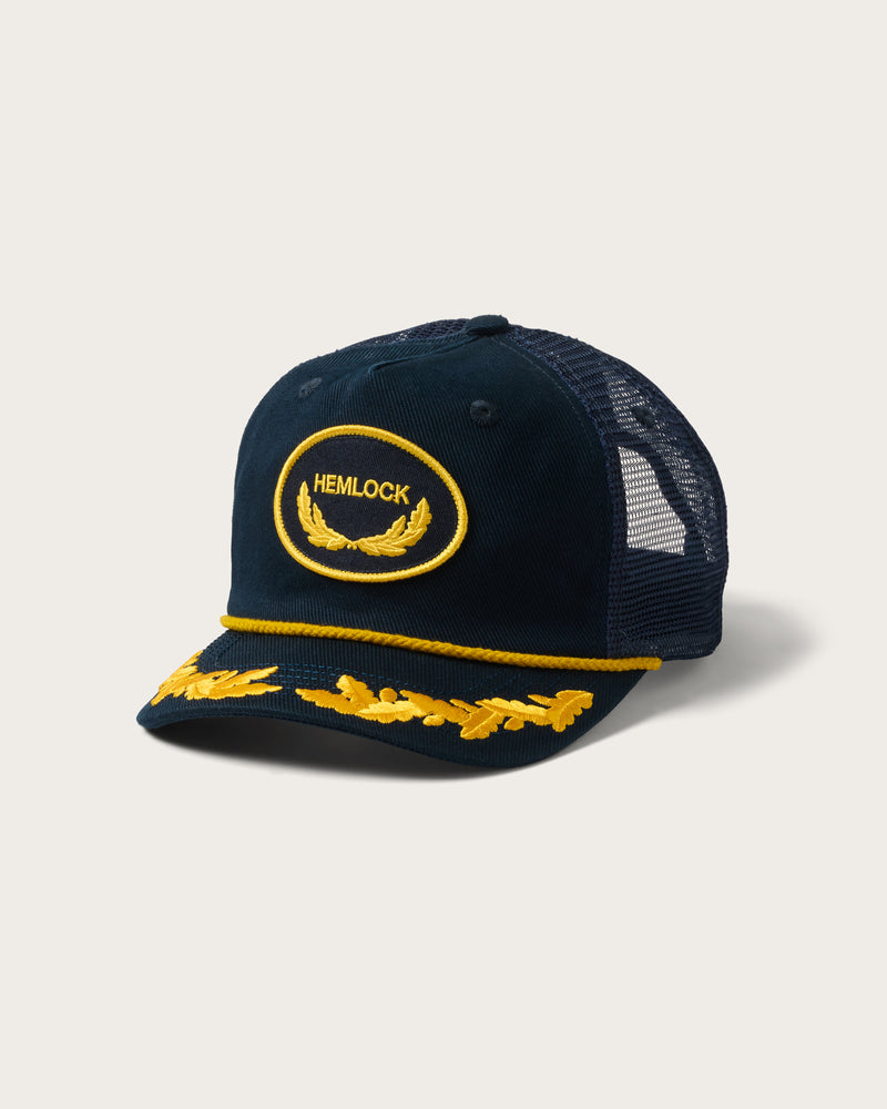 Hemlock Captain Trucker Hat in Navy