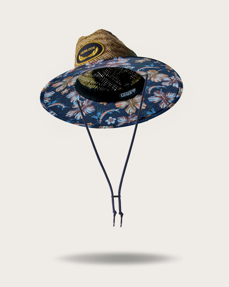 Hemlock Kids Lifeguard Straw Hat in Flying Fish print