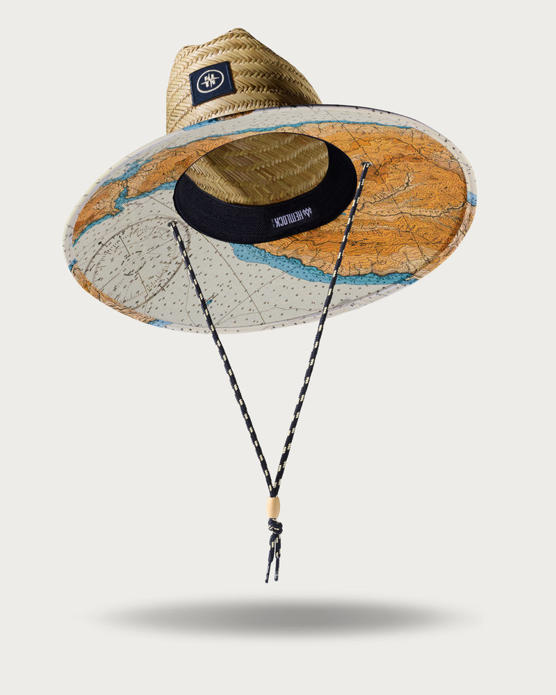 Hemlock UPF50+ Lifeguard Straw Hat Latitude print