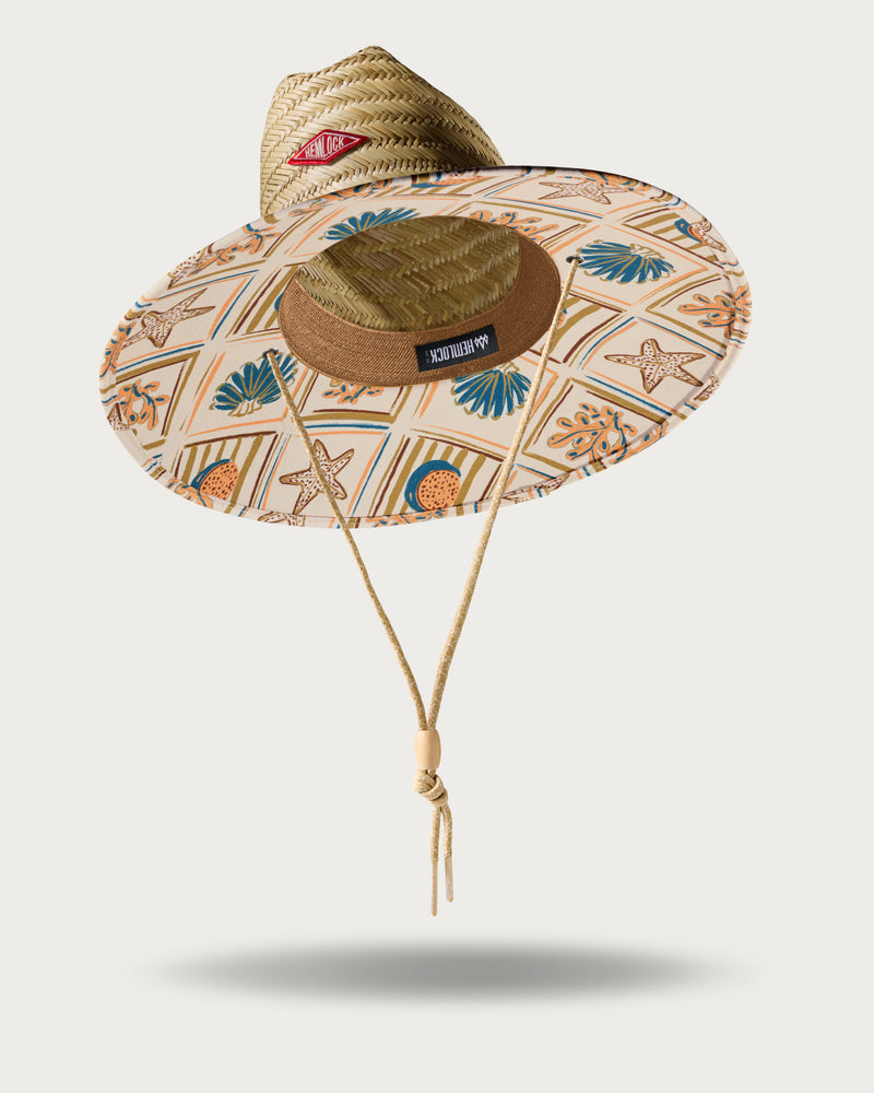 Hemlock UPF50+ Lifeguard Straw Hat Seashell print