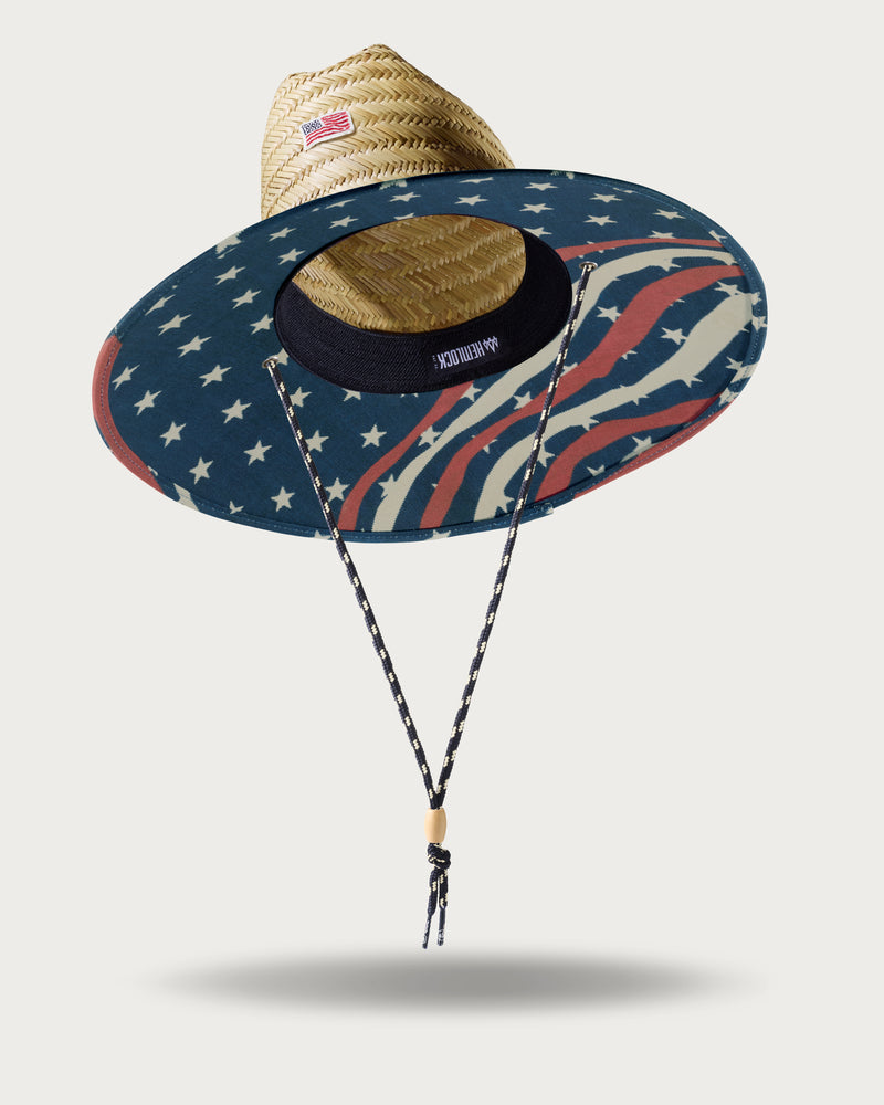 Hemlock UPF50+ Lifeguard Straw Hat Stars & Stripes print