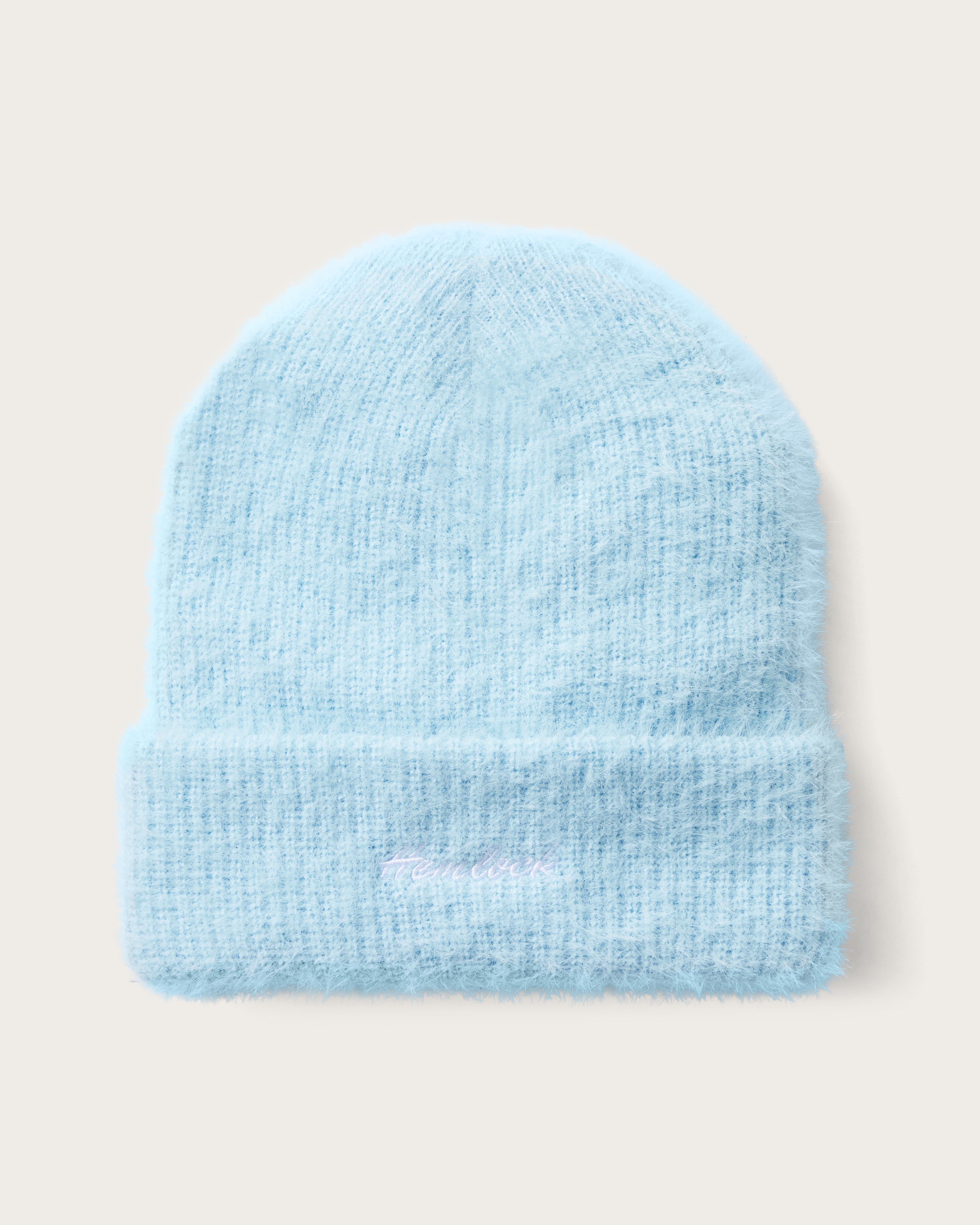 Hemlock Ivy Fuzzy Beanie in Glacier Blue