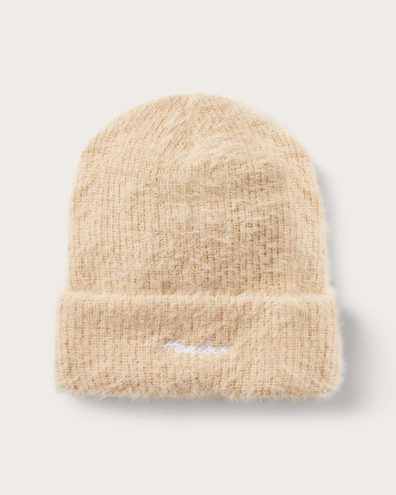 Hemlock Ivy Fuzzy Beanie in Oat Color