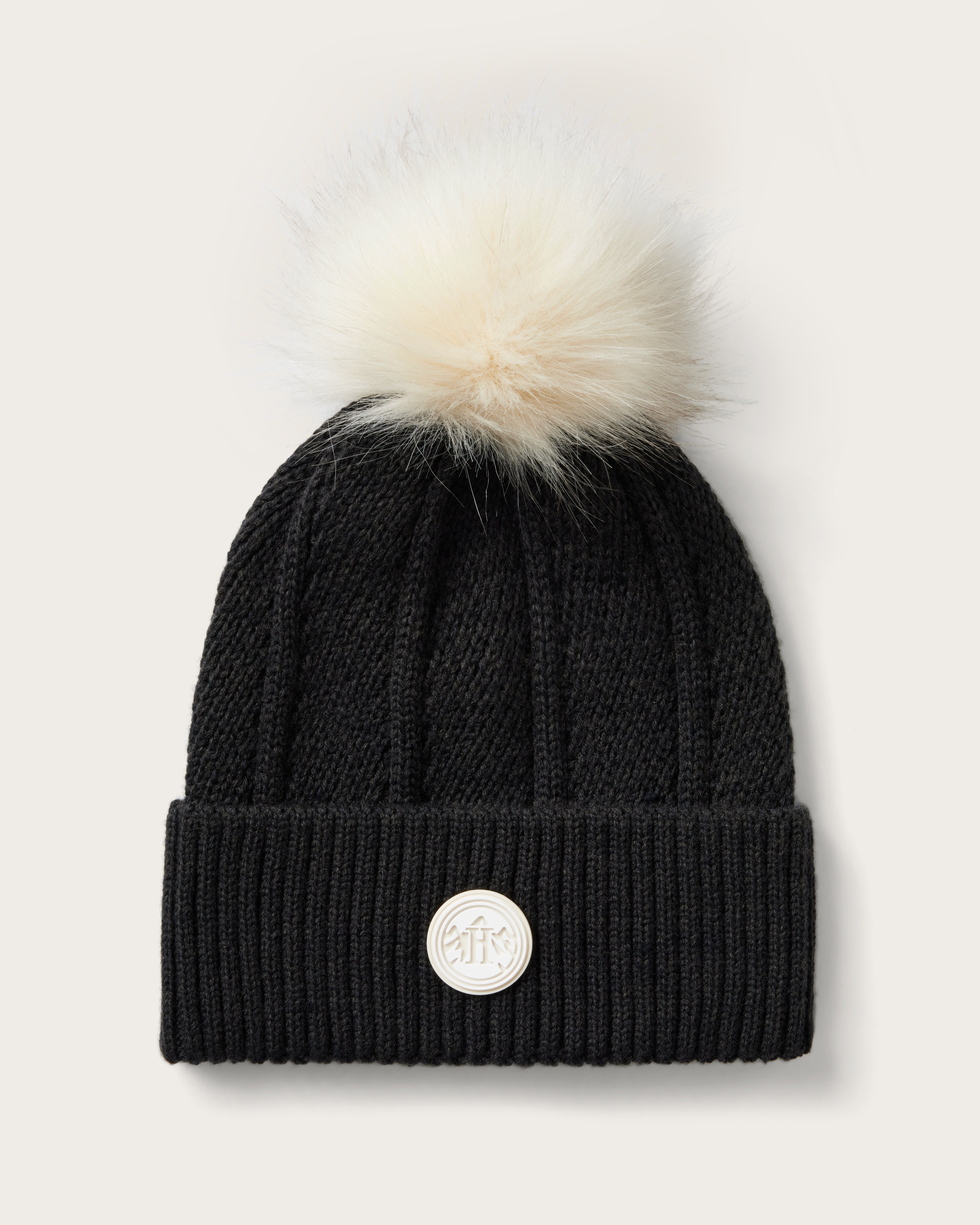 Hemlock Willow Pom beanie in Black with White Pom