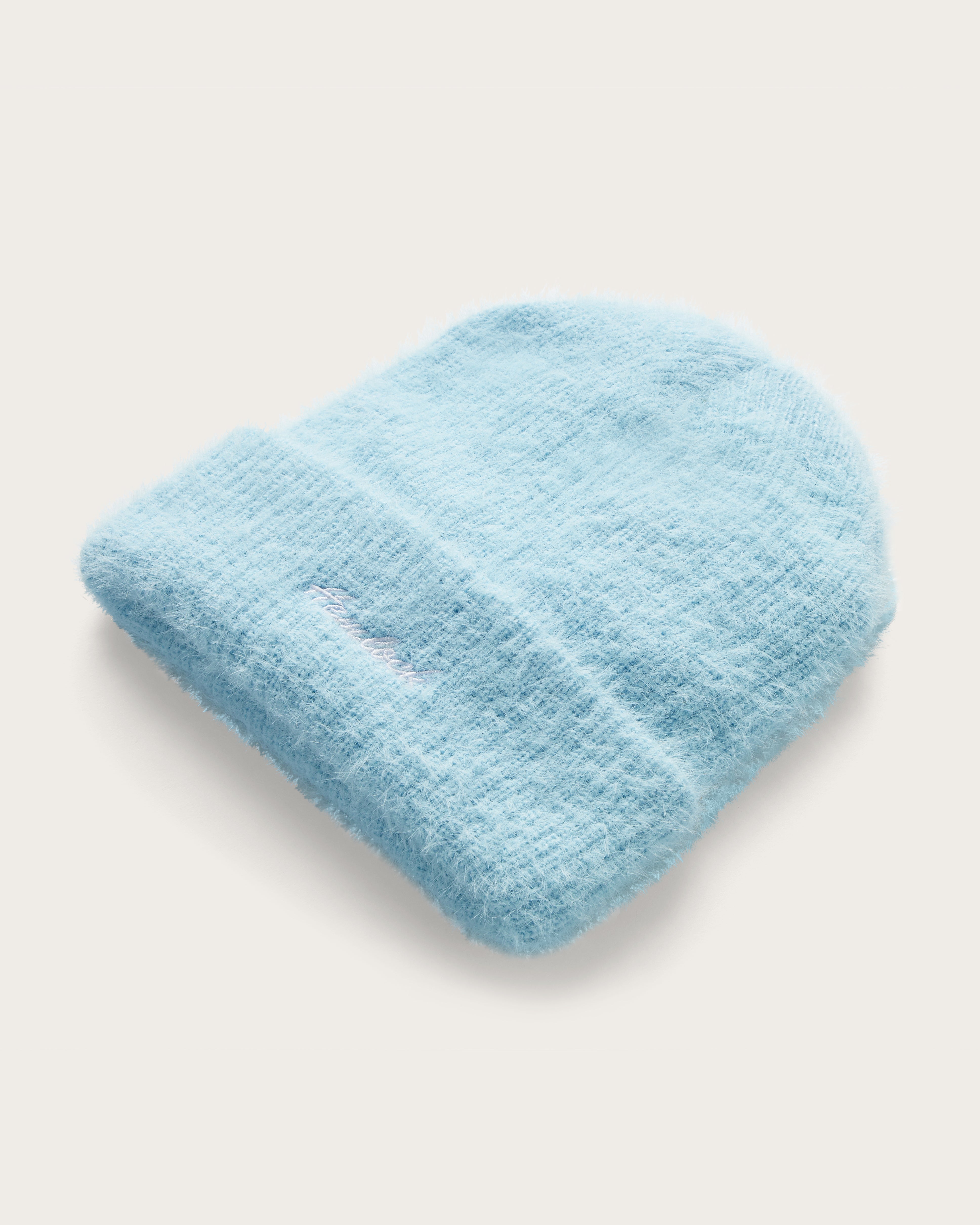 Hemlock Baby Ivy Fuzzy Beanie  in Glacier Blue at an angle