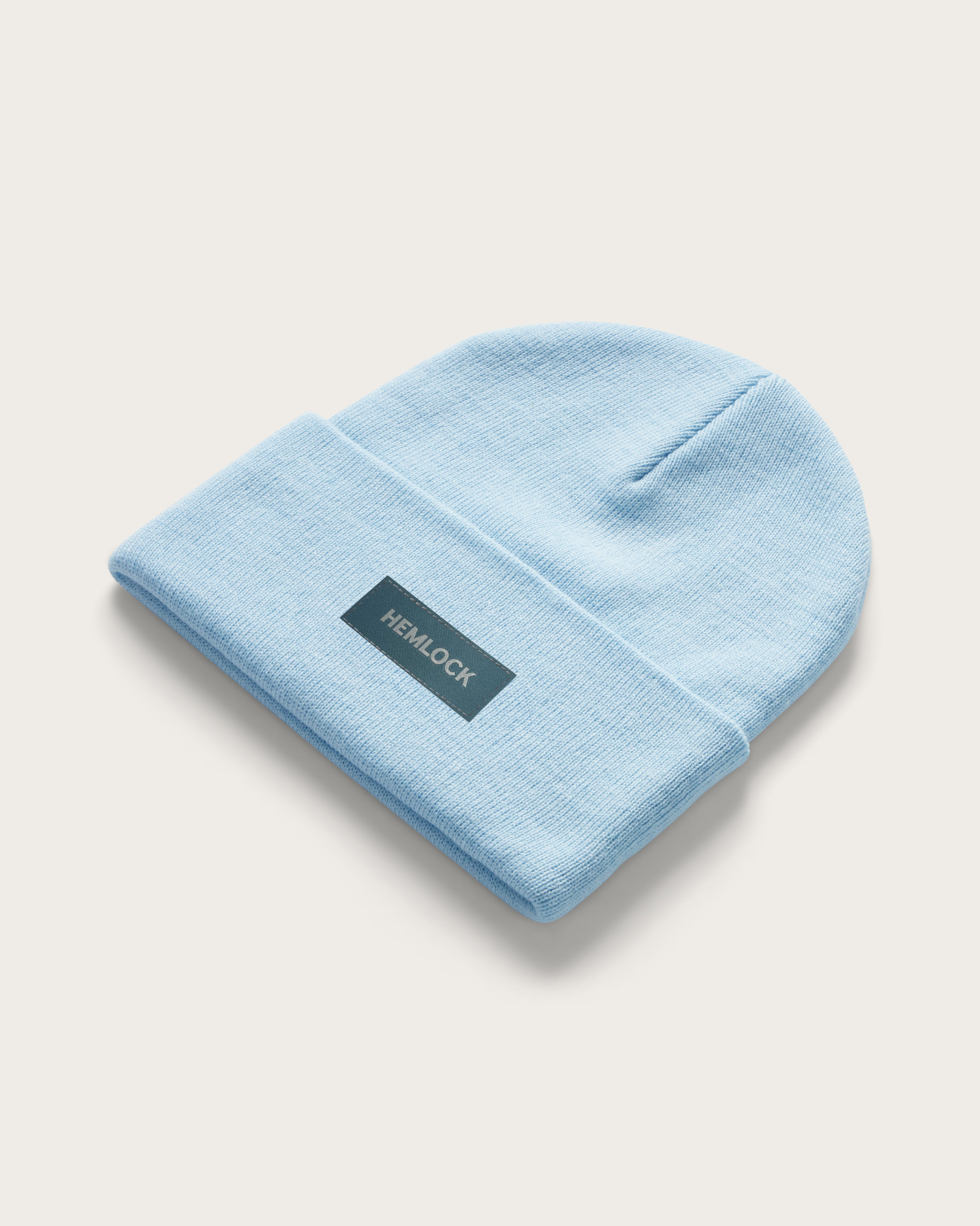 Hemlock Beacon Beanie in Glacier Blue  at an angle