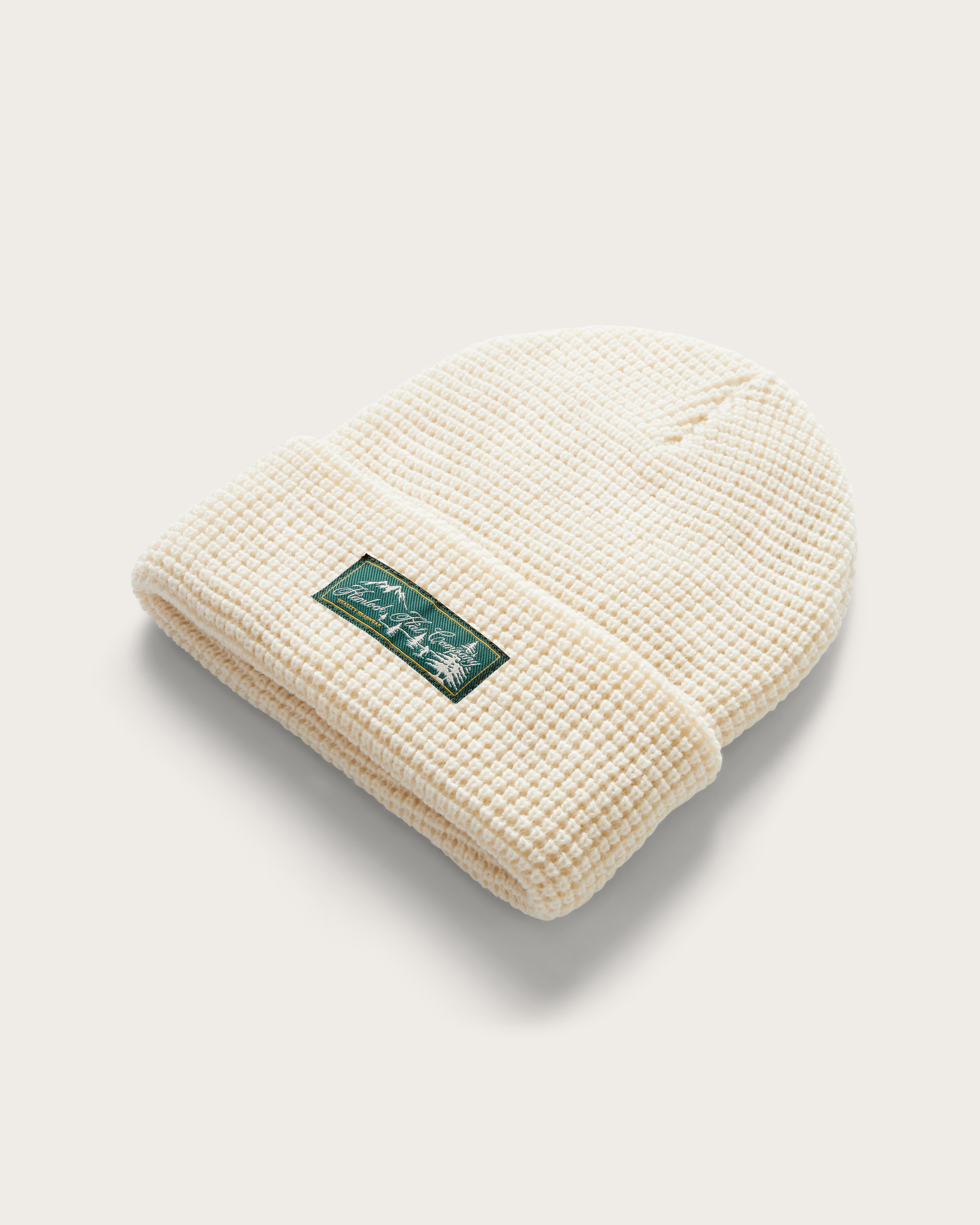 Hemlock Meadows Beanie in Chalk color at an angle