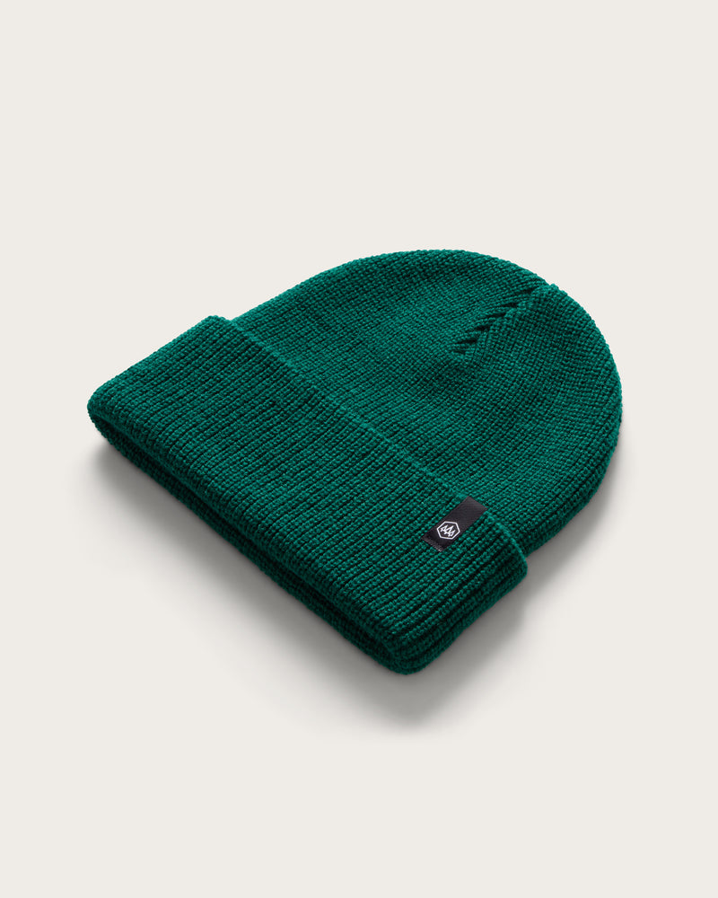 Hemlock Ranger Beanie in Emerald color at an angle