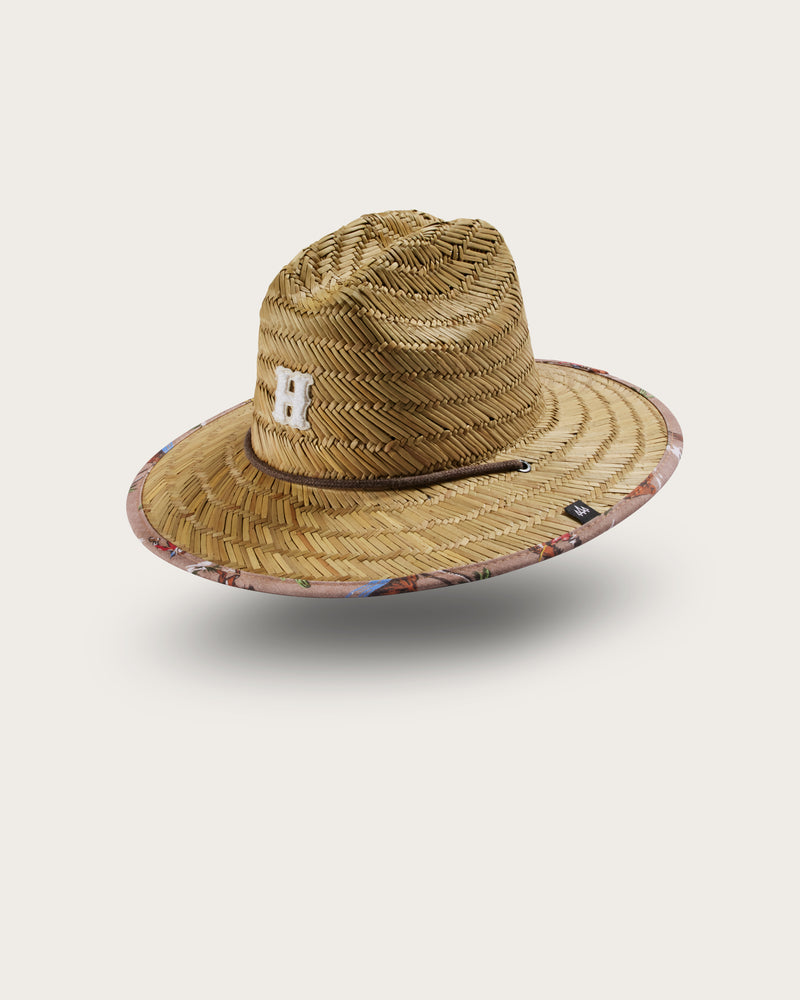 Hemlock Kids UPF50+ Lifeguard Straw Hat in Island Cowboy print side view