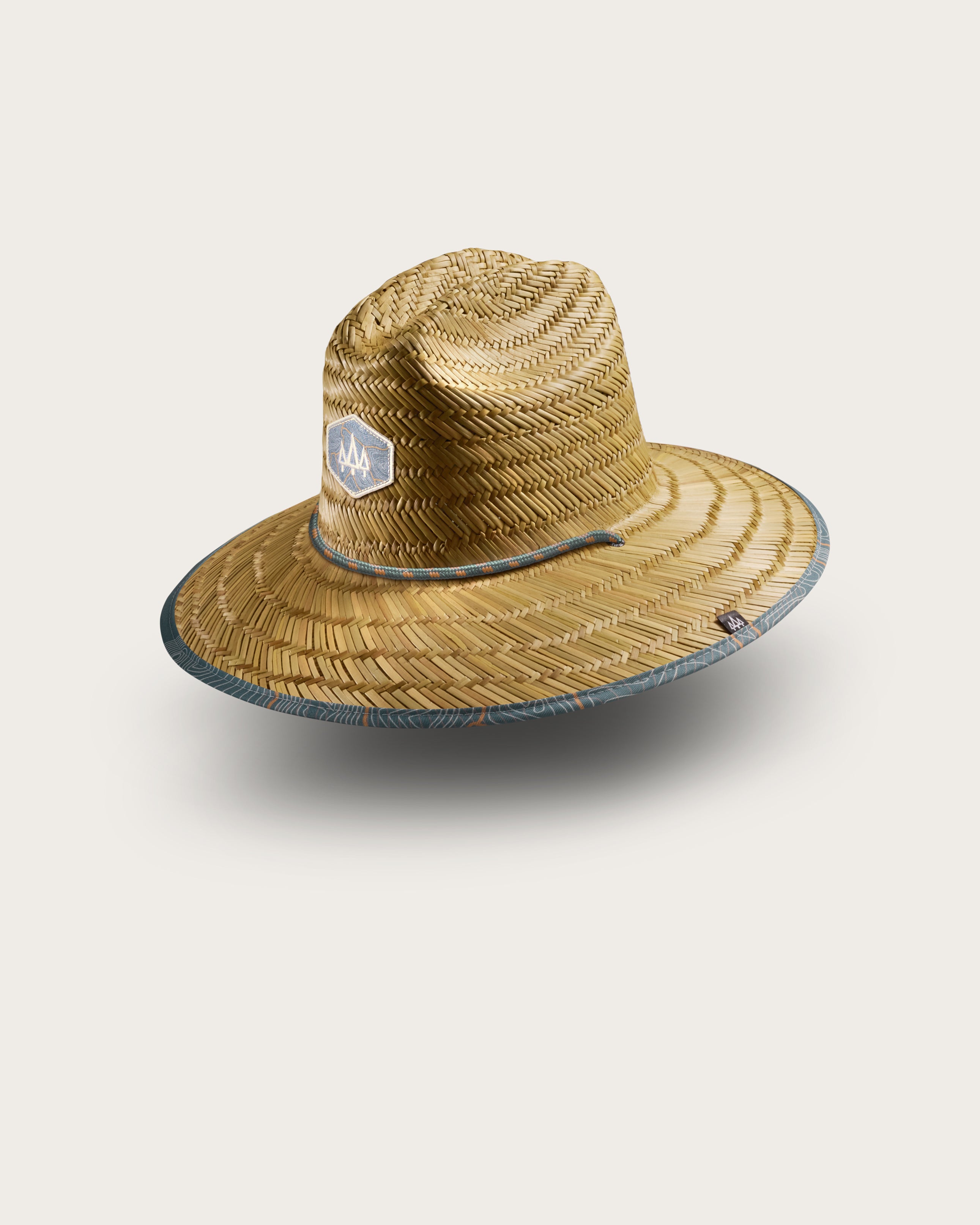 Hemlock Kids UPF50+ Lifeguard Straw Hat in Nomad Blue print side view