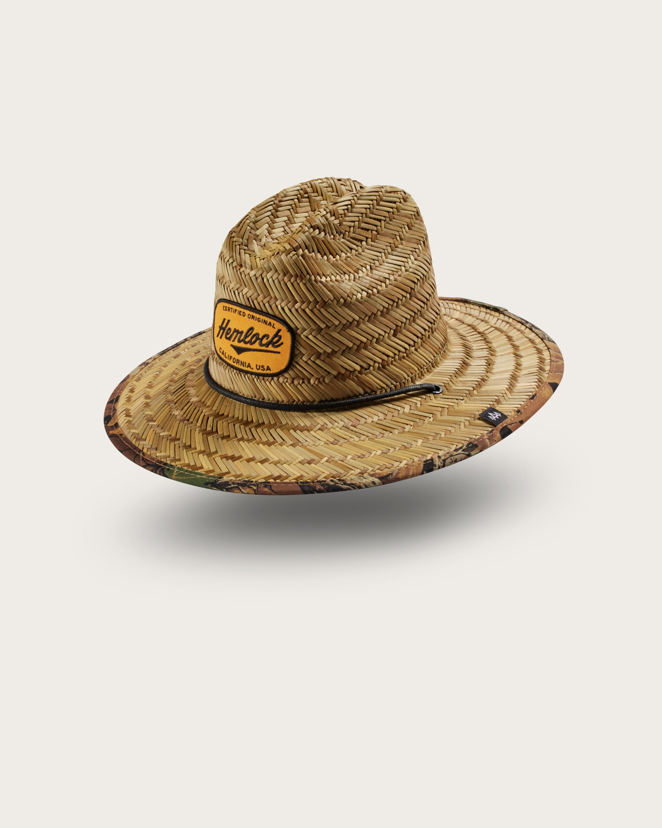 Hemlock Kids UPF50+ Lifeguard Straw Hat in Realtree Advantage Camo print side view