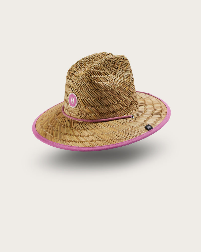 Hemlock Kids UPF50+ Lifeguard Straw Hat in Solid Pink color side view