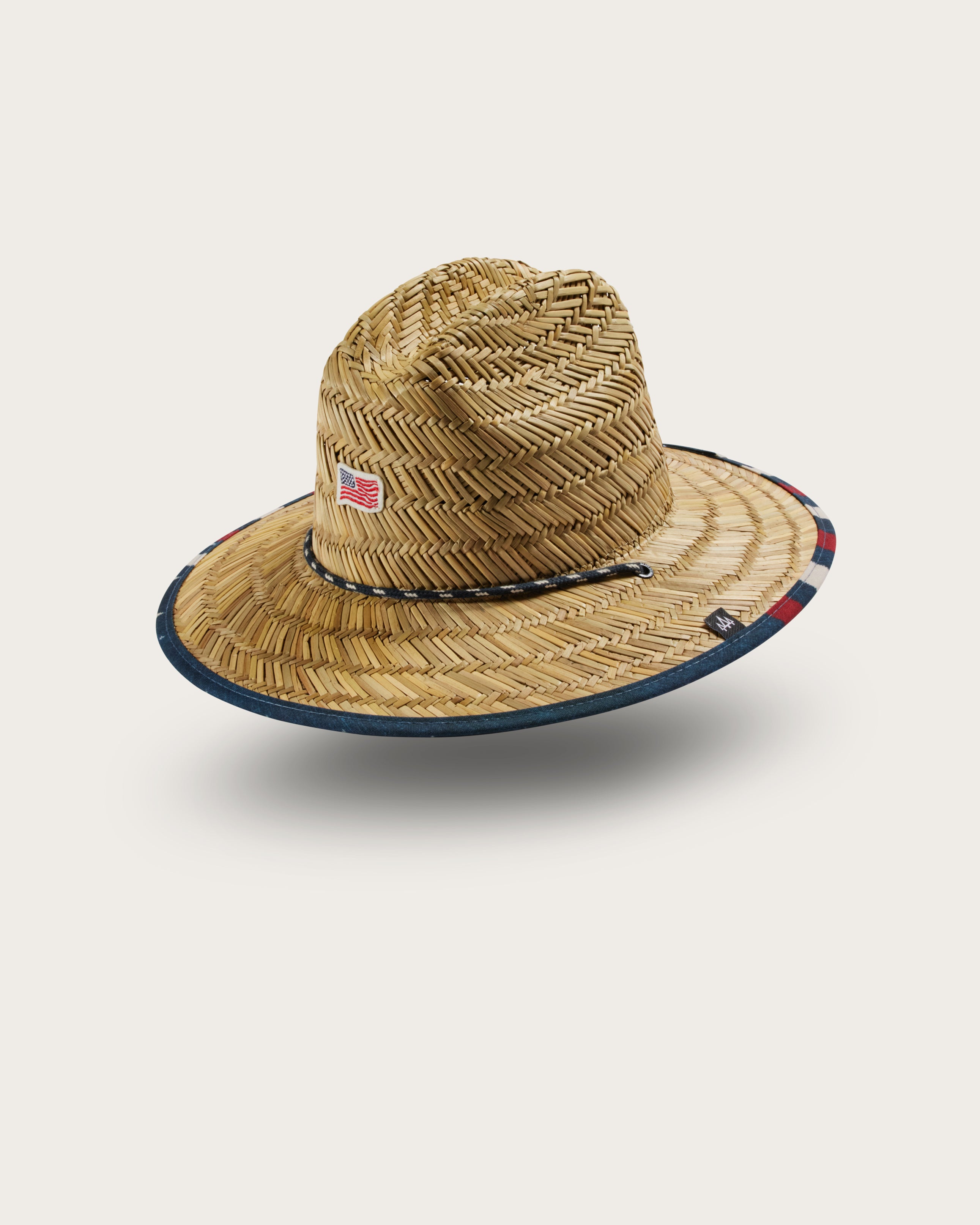 Hemlock Kids UPF50+ Lifeguard Straw Hat in Starts & Stripes print side view