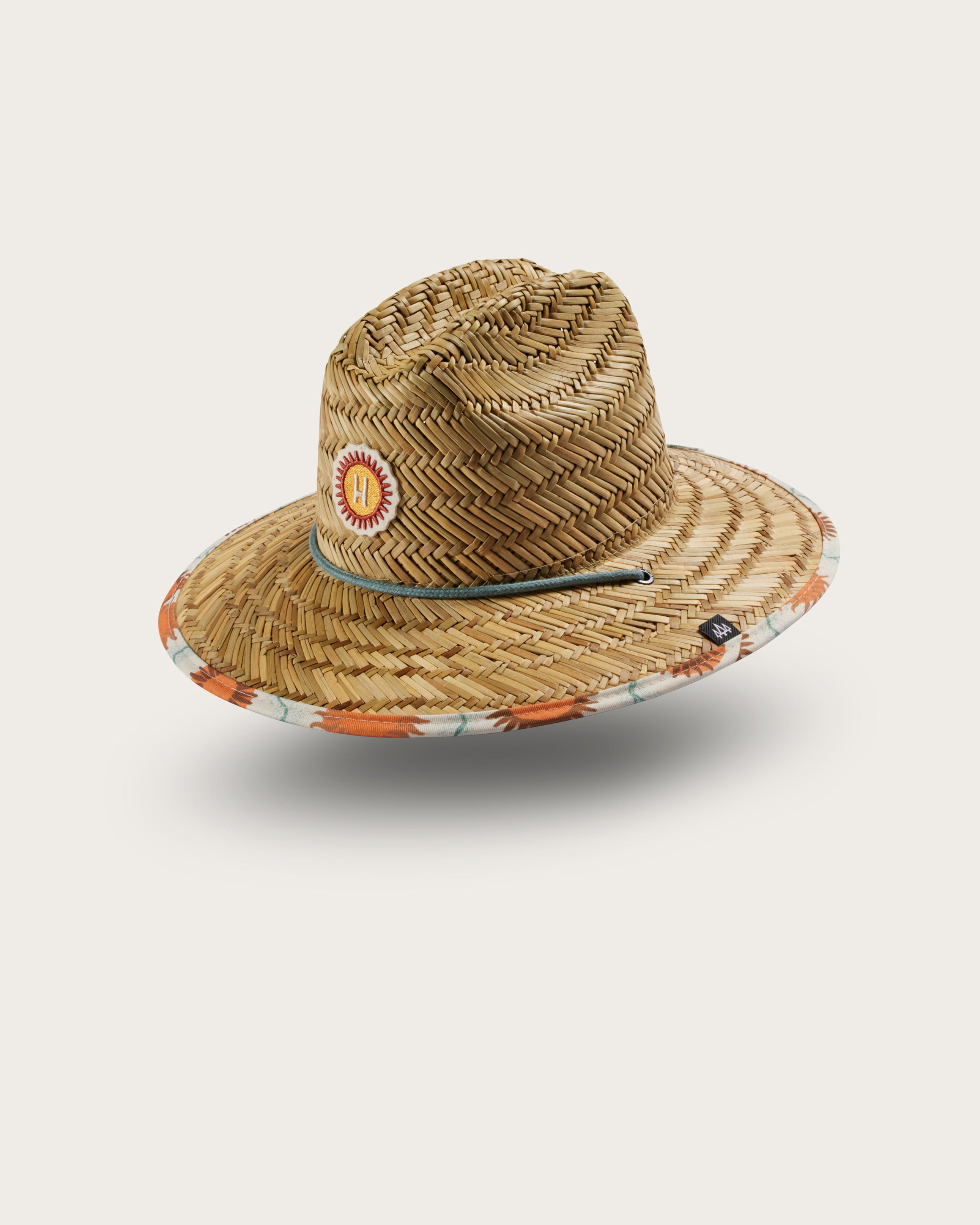 Hemlock Kids UPF50+ Lifeguard Straw Hat in Suns print side view