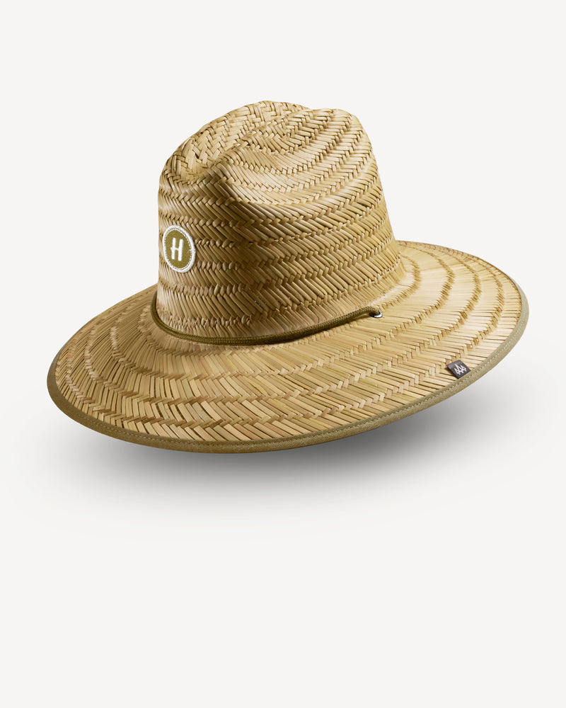 Hemlock UP50+ Lifeguard Straw Hat in Solid Olive color side view