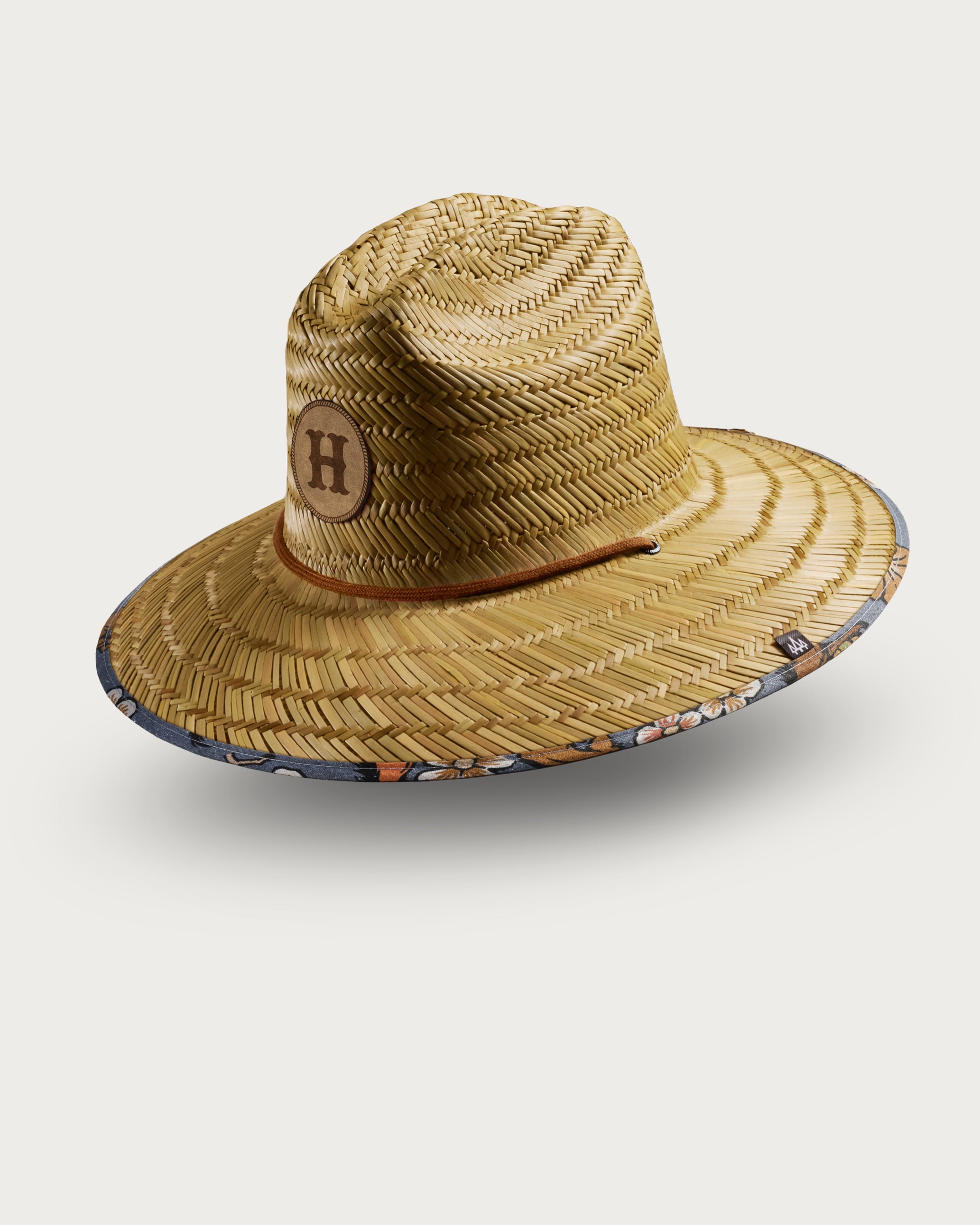 Hemlock UPF 50+Lifeguard Straw Hat in Floral Bronco print side view