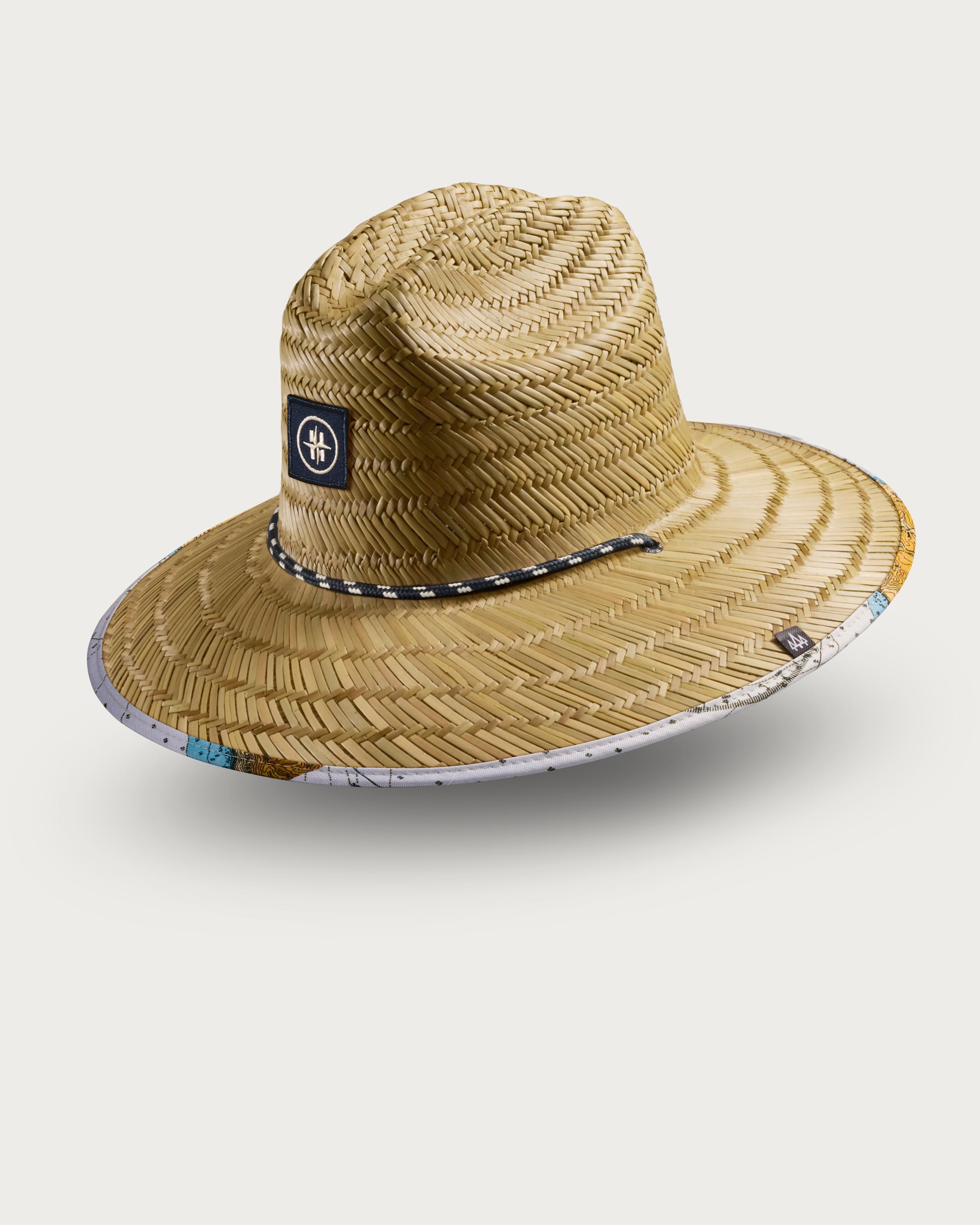 Hemlock UPF50+ Lifeguard Straw Hat Latitude print side view