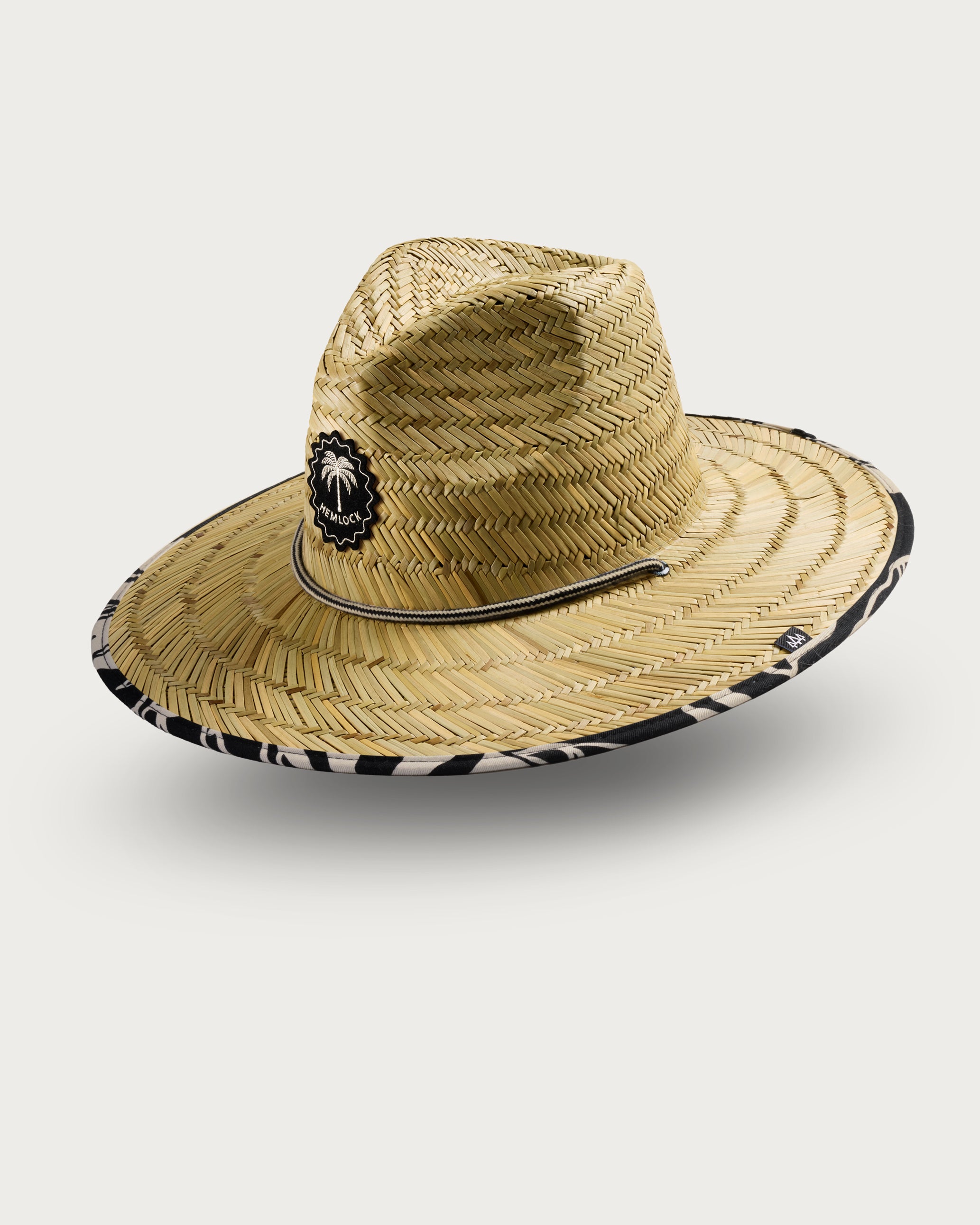 Hemlock UPF50+ Fedora Lifeguard Straw Hat in Monstera print side view