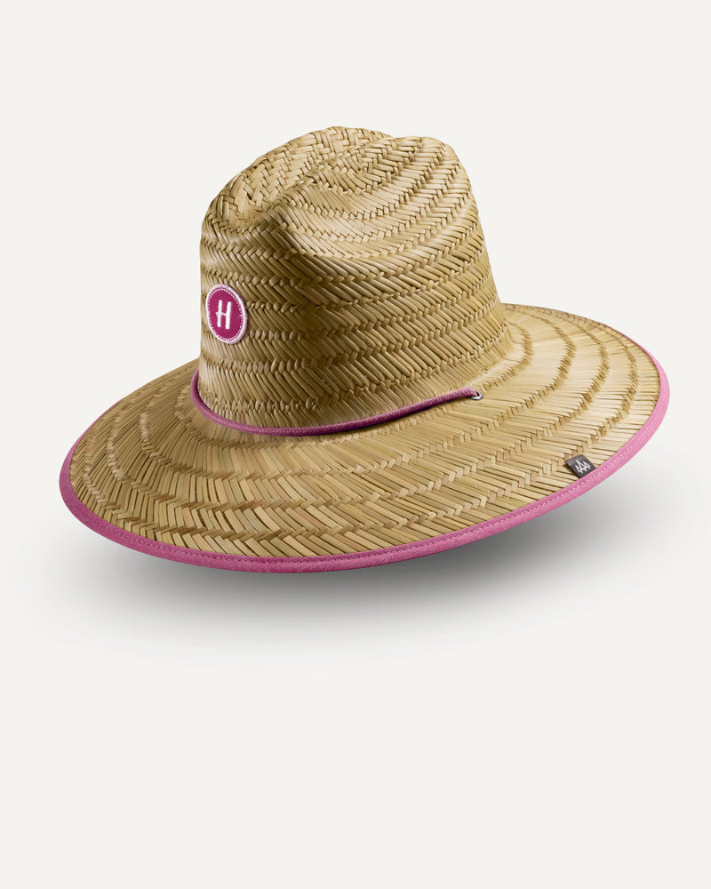 Hemlock UP50+ Lifeguard Straw Hat in Solid Pink color side view
