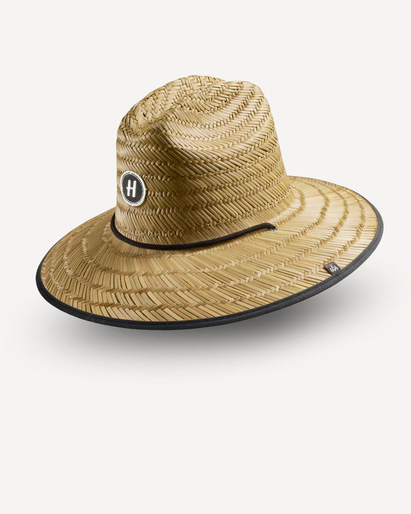 Hemlock UP50+ Lifeguard Straw Hat in Solid Black color side view