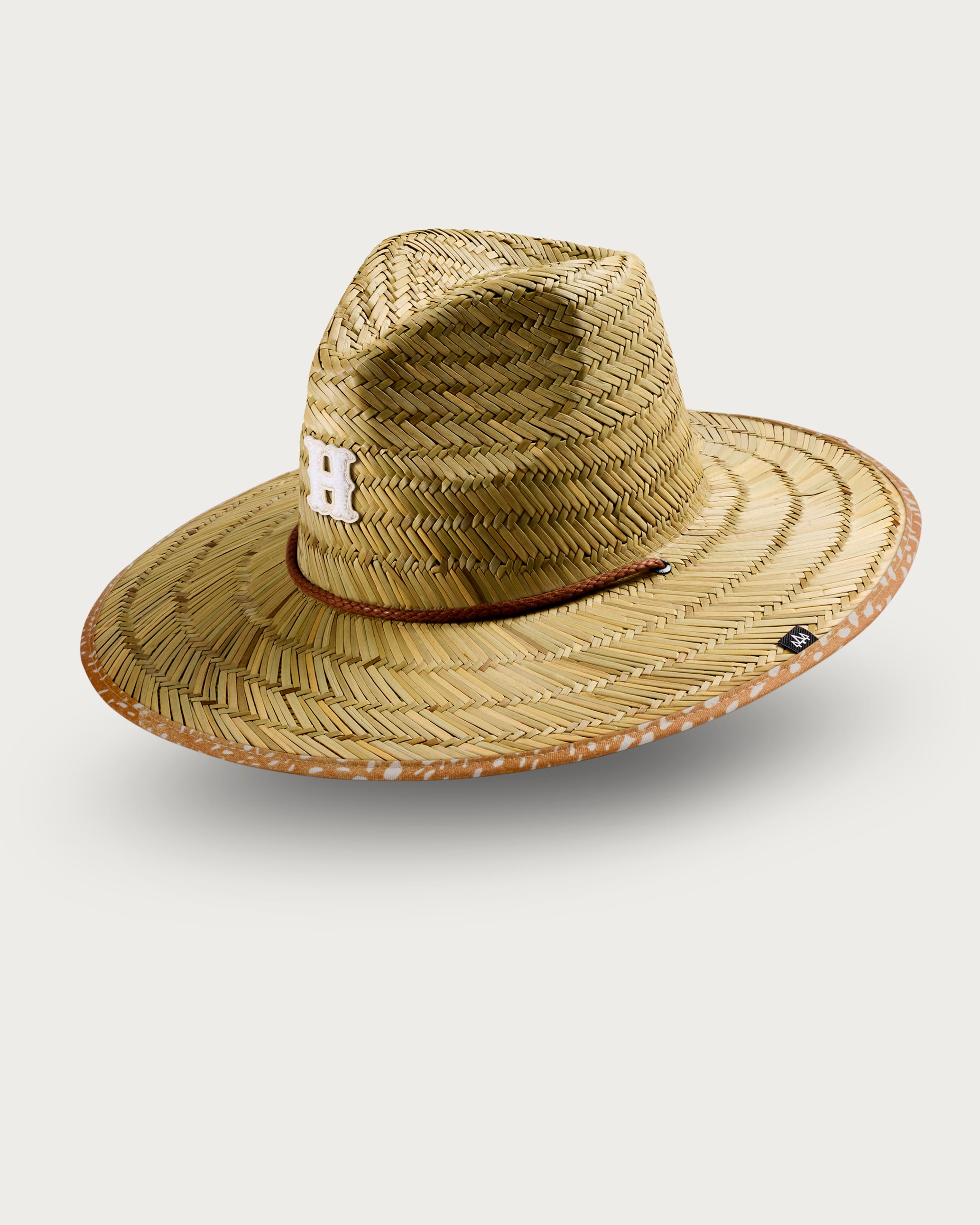 Hemlock UPF50+ Lifeguard Straw Hat in Deer Sport print side view