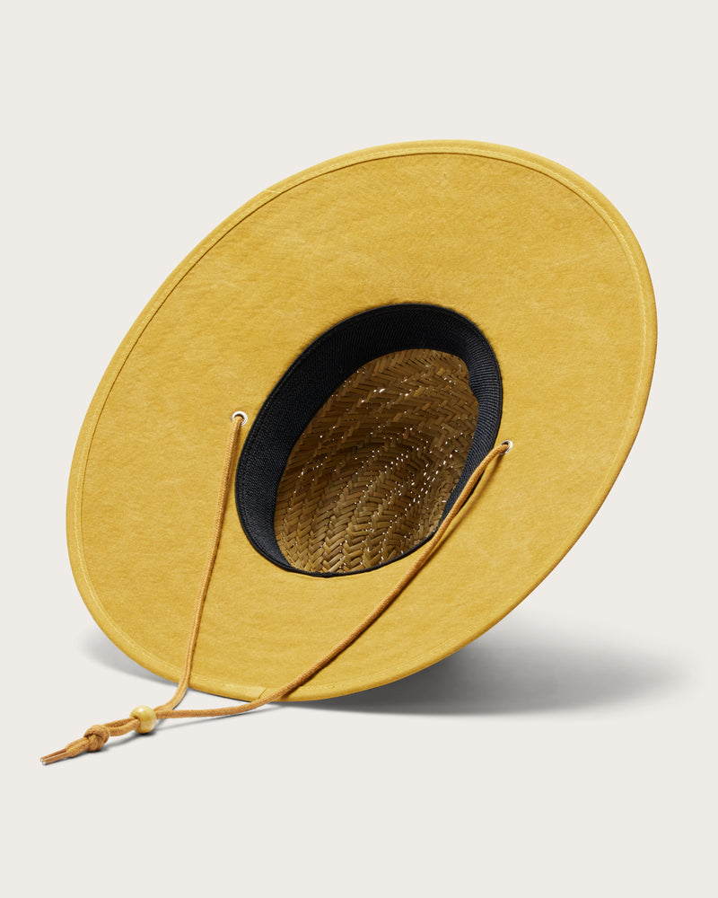 Hemlock UP50+ Lifeguard Straw Hat in Solid Honey color bottom view