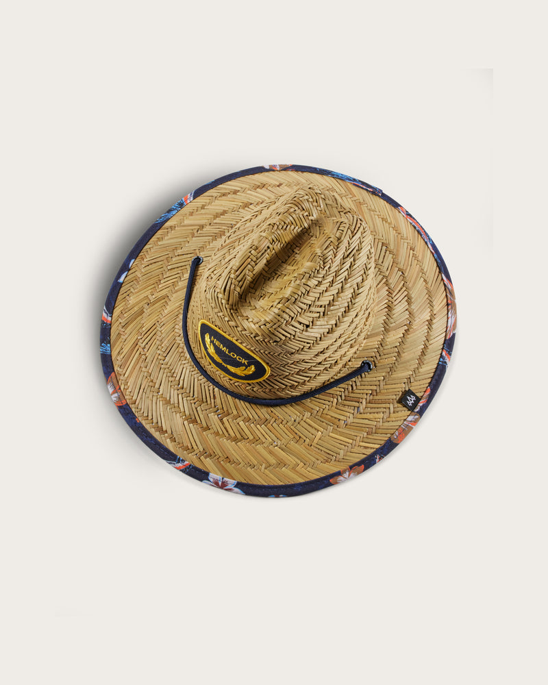 Hemlock Kids Lifeguard Straw Hat in Flying Fish print top view