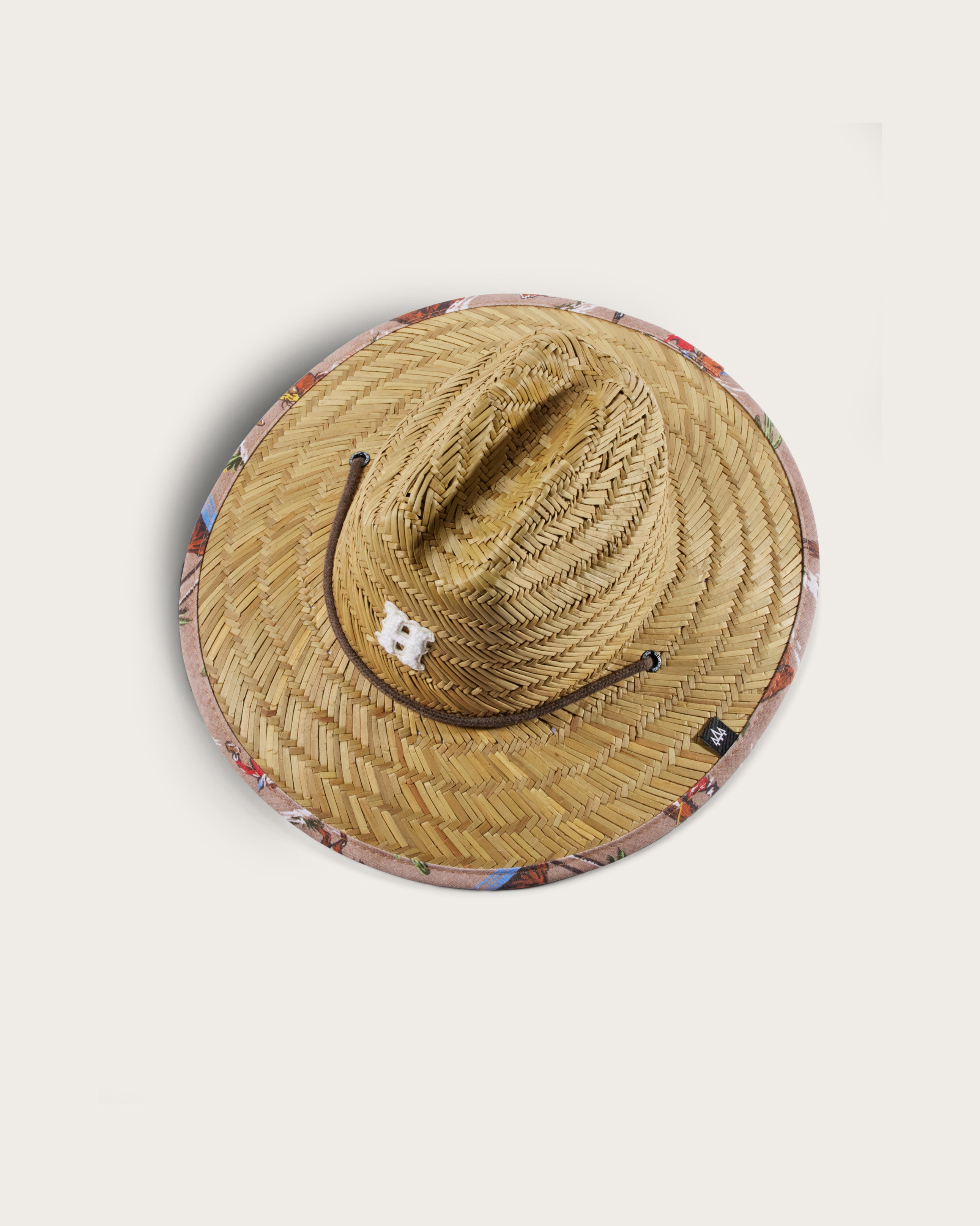 Hemlock Kids UPF50+ Lifeguard Straw Hat in Island Cowboy print top view