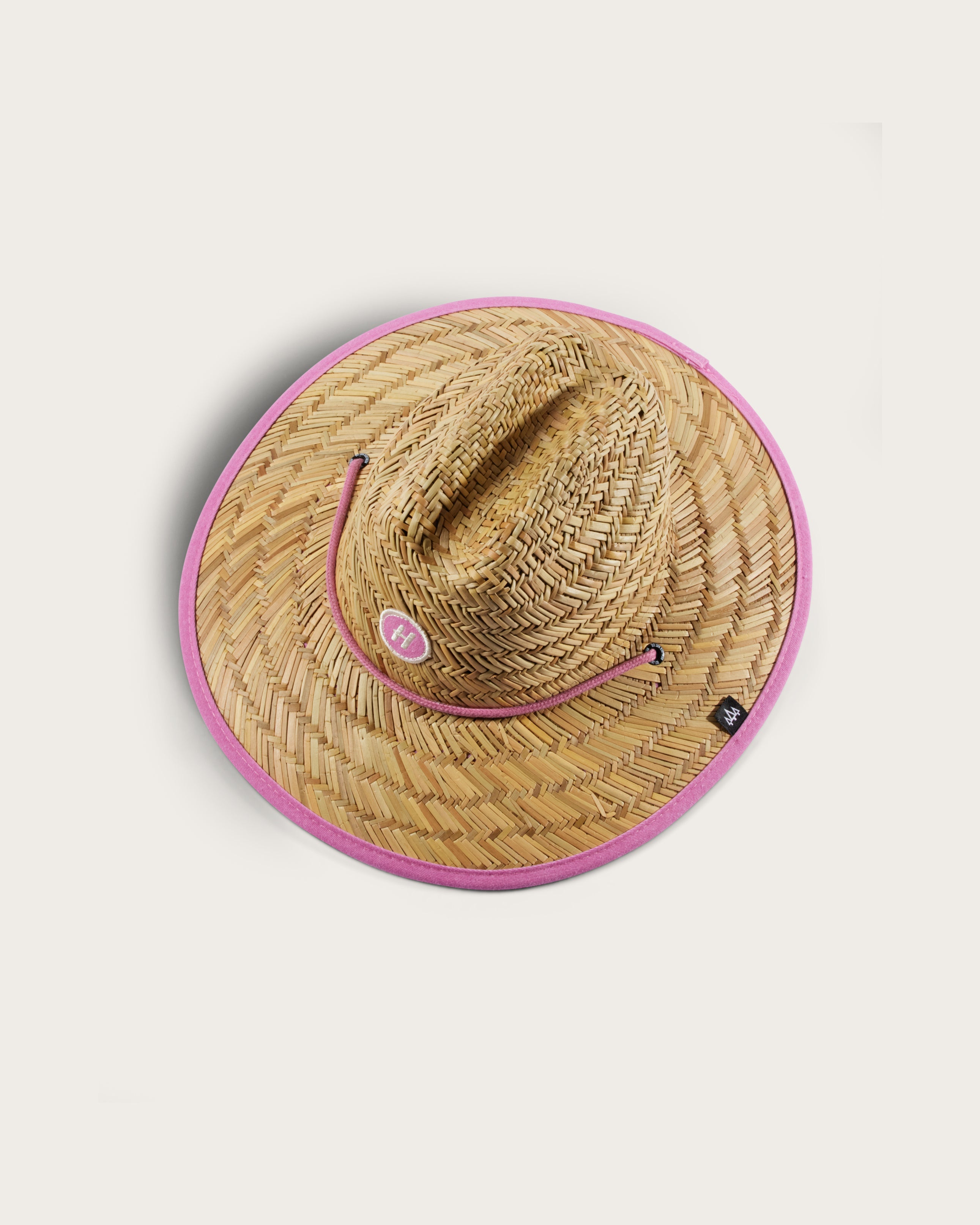 Hemlock Kids UPF50+ Lifeguard Straw Hat in Solid Pink color top view