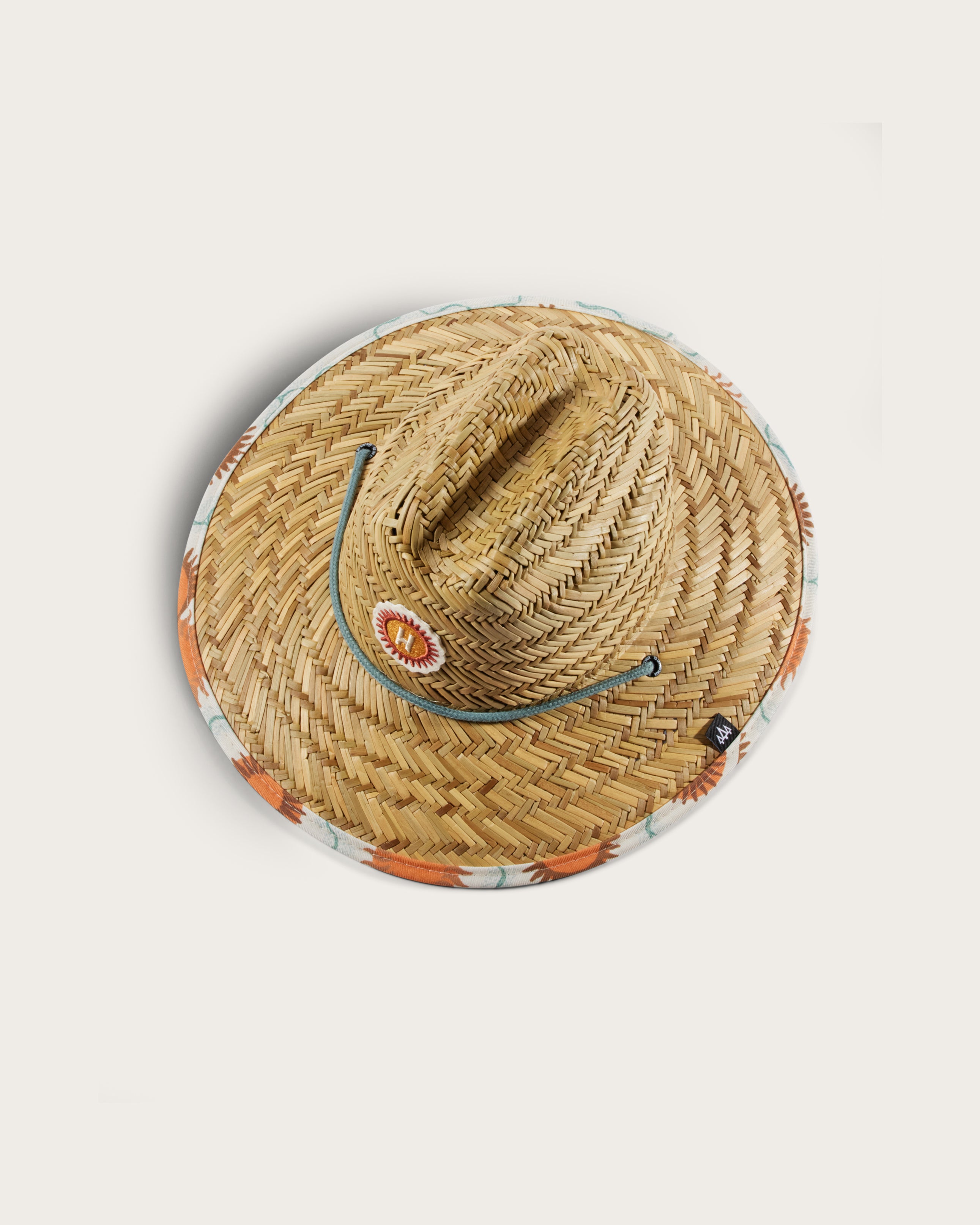 Hemlock Kids UPF50+ Lifeguard Straw Hat in Suns print top view