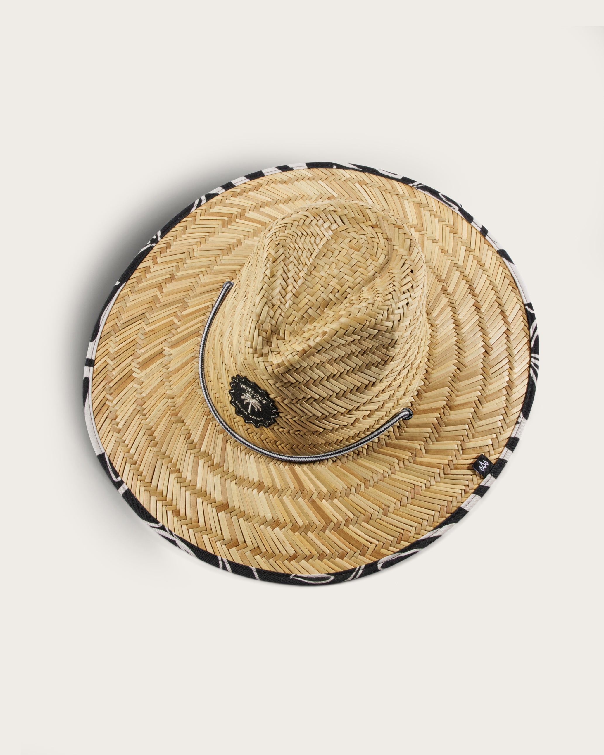 Hemlock UPF50+ Fedora Lifeguard Straw Hat in Monstera print top view