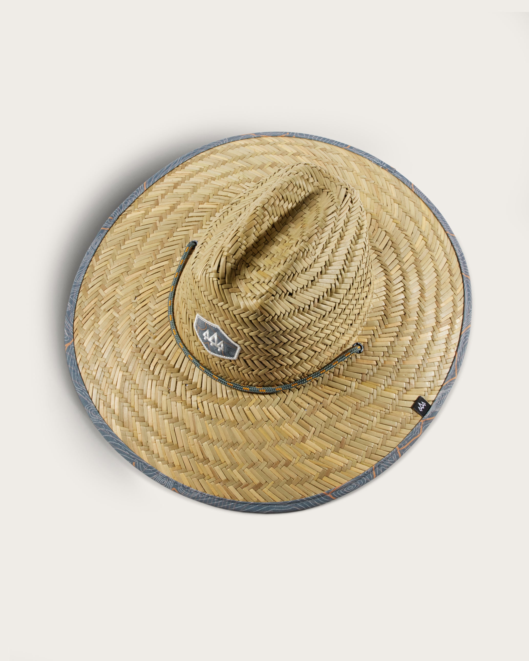 Hemlock UPF50+ Lifeguard Straw Hat Nomad Topography print top view