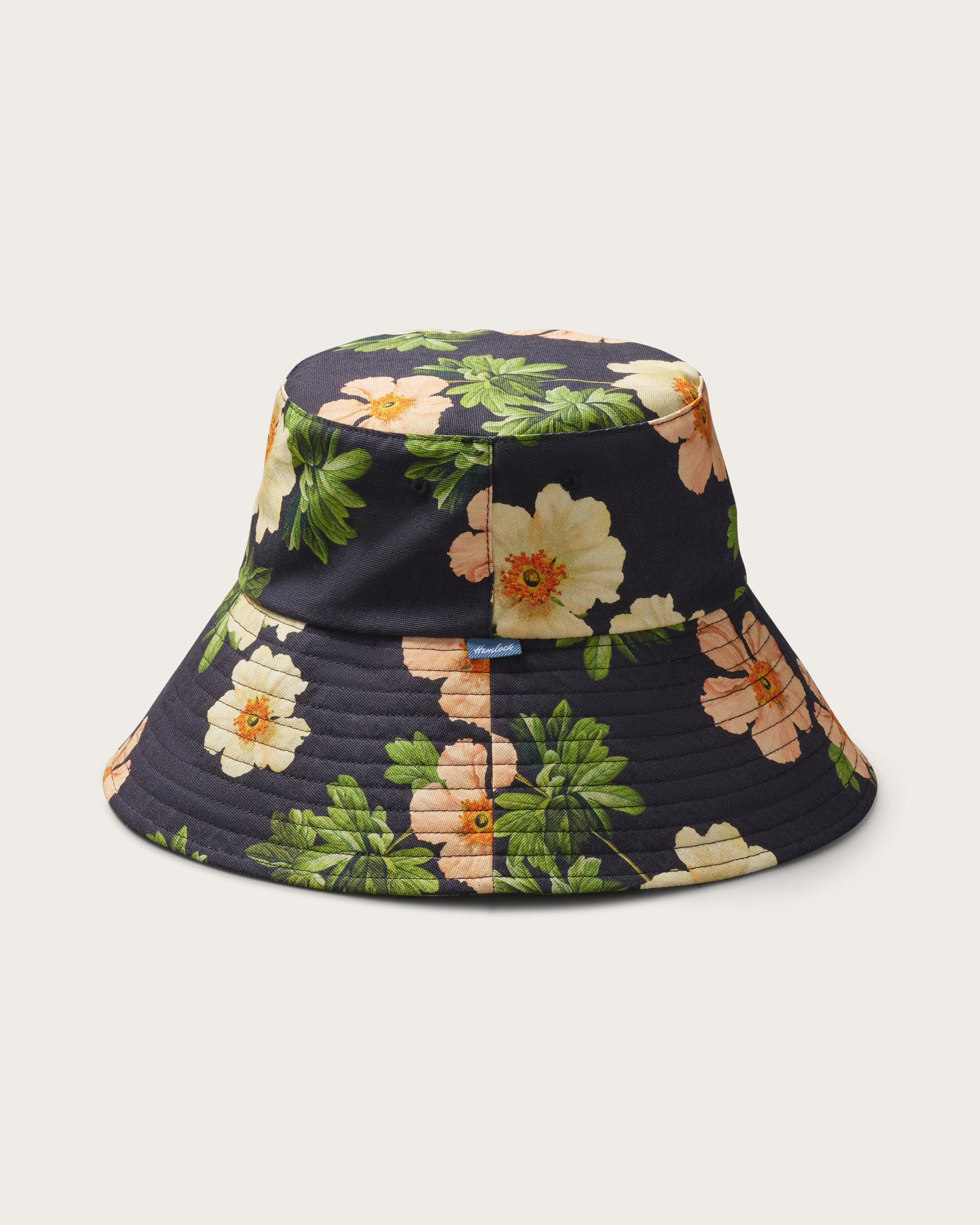 Hemlock Bali Oversized Cotton Bucket Hat in Floral side profile