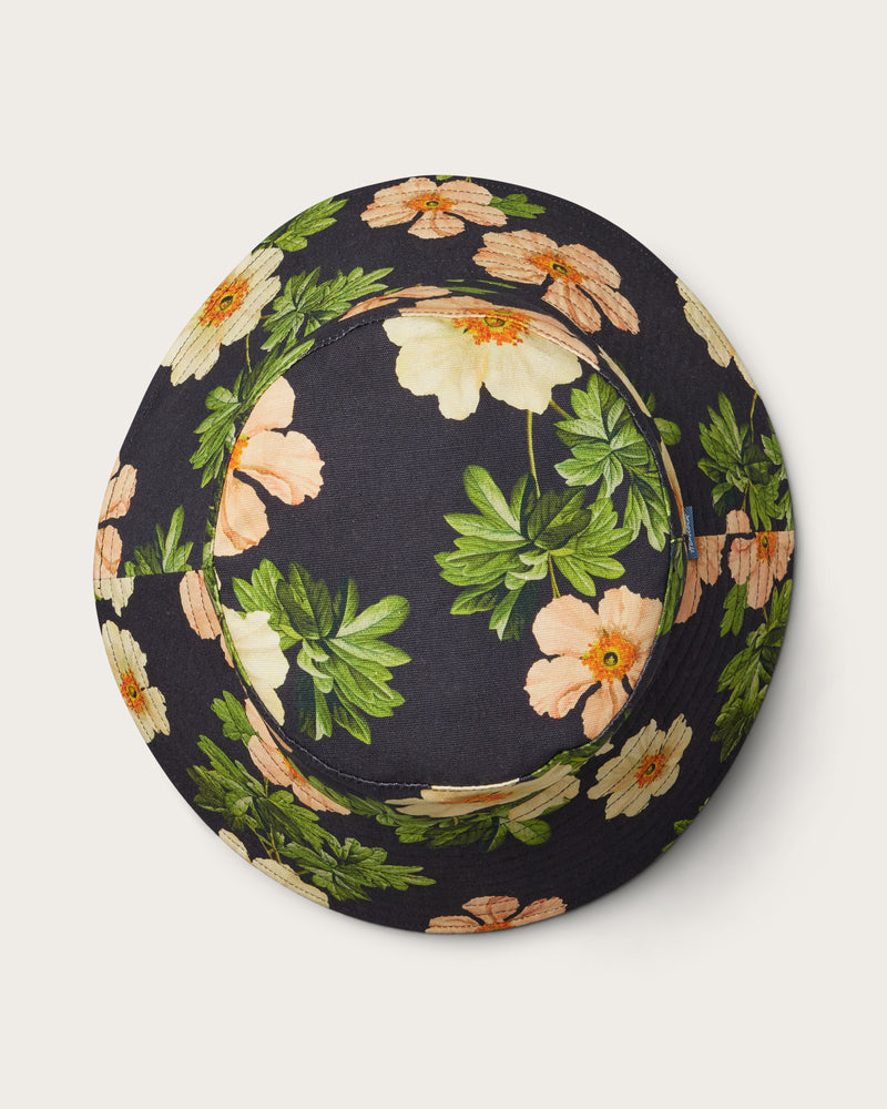 Hemlock Bali Oversized Cotton Bucket Hat in Floral top of hat