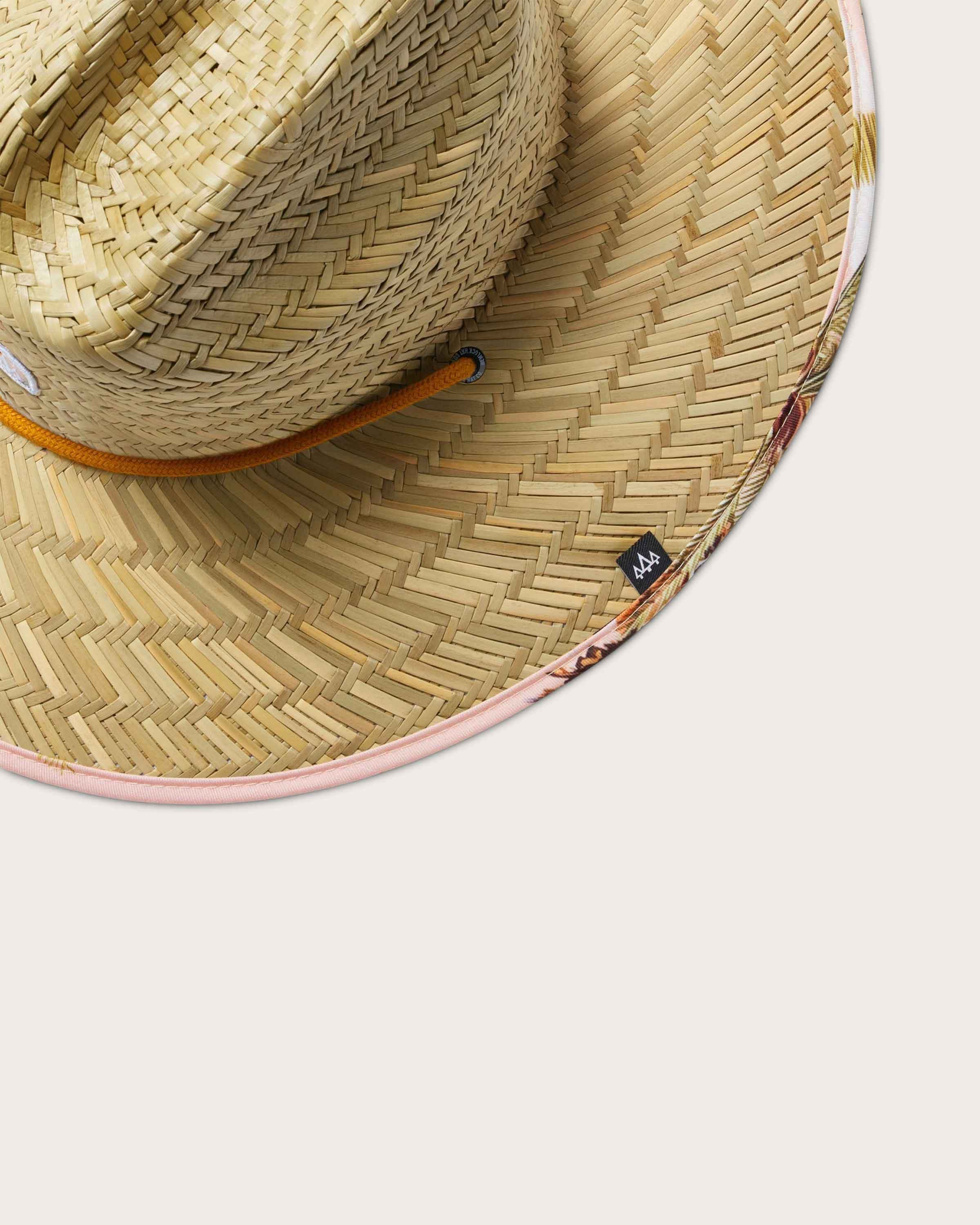 Casablanca Straw Lifeguard Hat  Palm Print Straw Hat UPF 50+