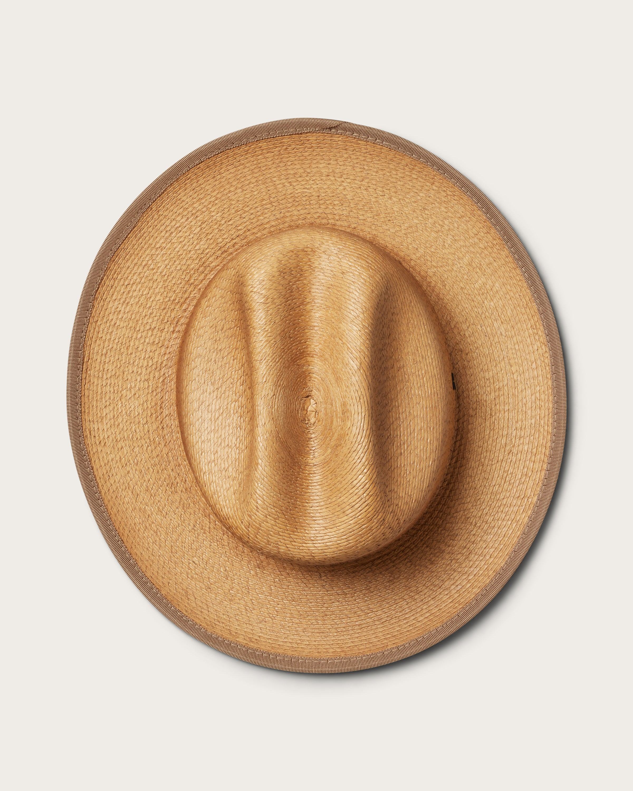 Hemlock Mateo Straw Rancher Hat in Saddle top of hat