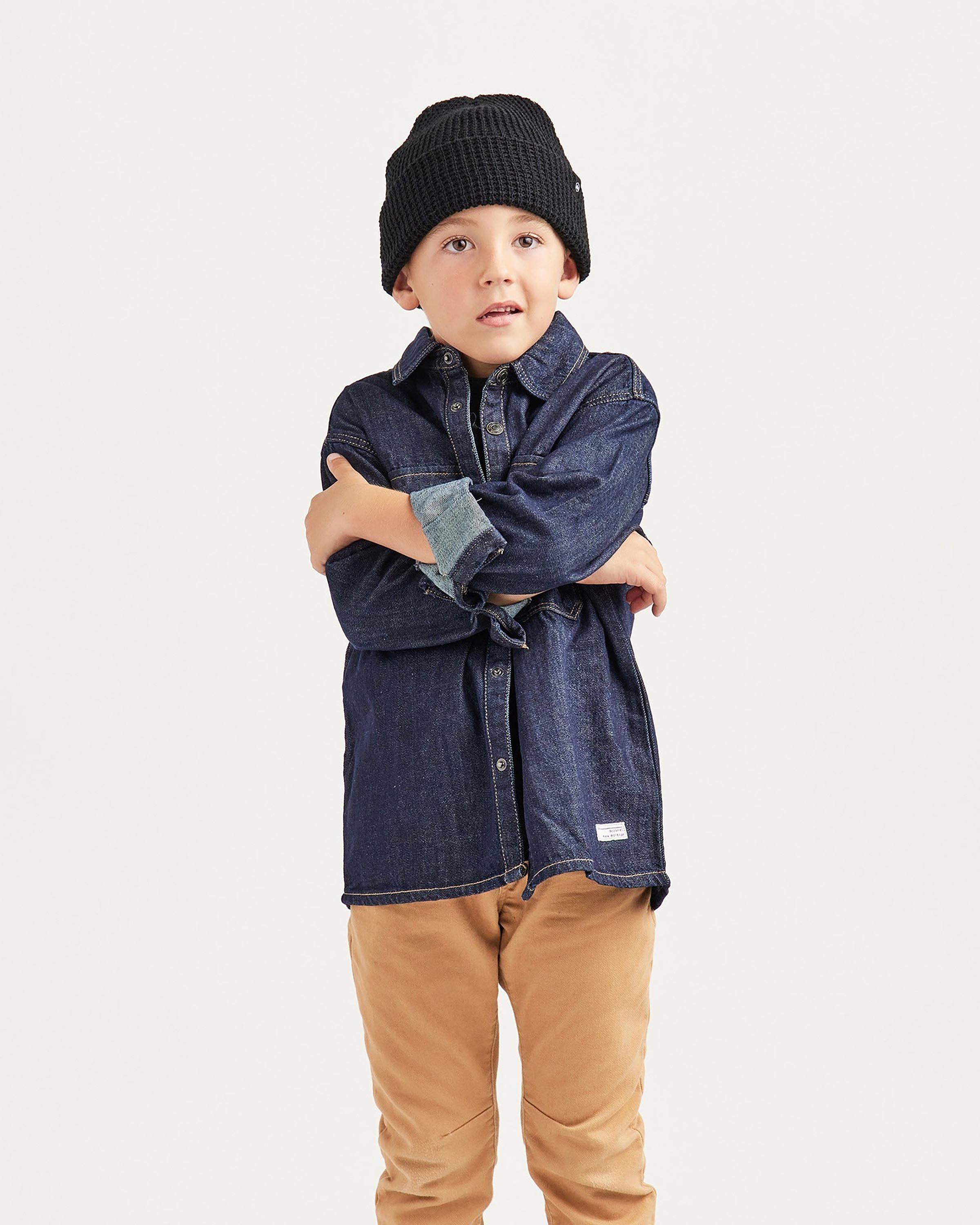 Kids Ranger Beanie in Black Waffle - undefined - Hemlock Hat Co. Beanies - Kids