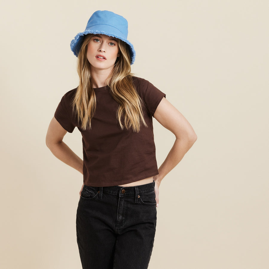 Madewell Straw Bucket Hat in Soft Mahogany - Size M-L